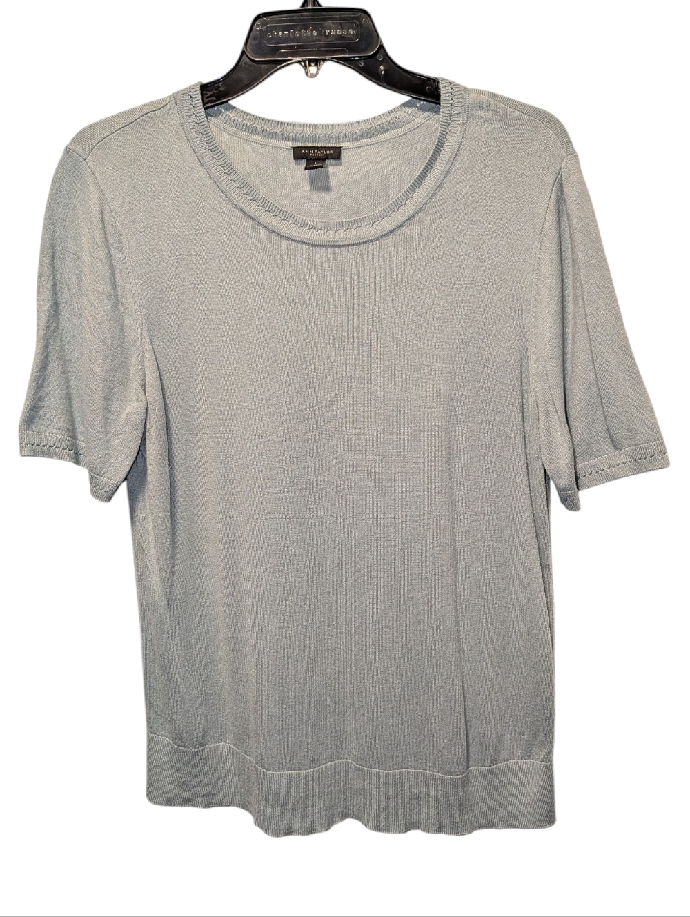 Ann Taylor Factory Blue-Gray Short Sleeve Knit Top